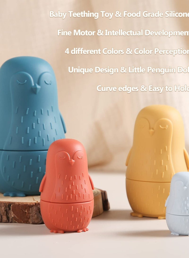 Nesting Dolls, Russian Silicone Nesting Dolls for Toddlers, Doll Montessori Educational Toy, Penguin Stacking Nesting Doll Toys, Gift for Kids 3 Years Up - Image 5